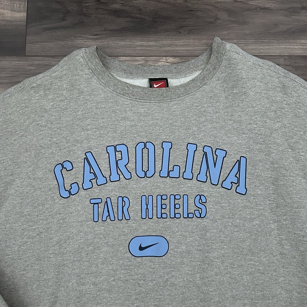 Vintage Nike Team Swoosh North Carolina Tar Heels XXL Crewneck Grey USA Made